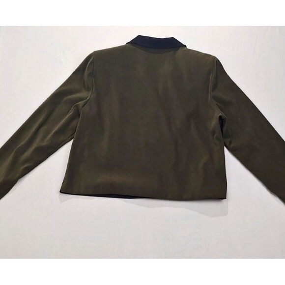Sag Harbor Women's Blazer Jacket 14 Green Floral Patchwork Button Front Lined - Picture 4 of 8